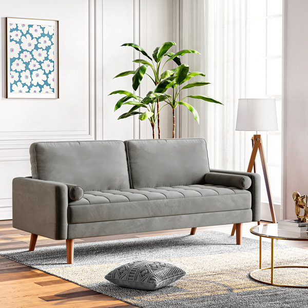 Wayfair grey store velvet couch